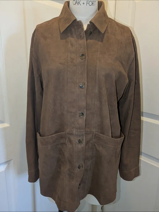 100% Suede Chore Jacket Brown Suede Women's Jacket - Picture 6 of 14